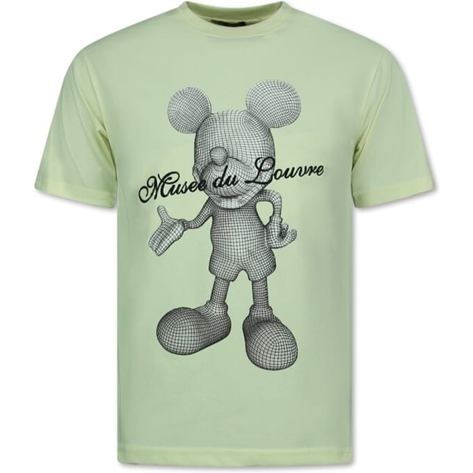 Heren Tshirt met Opdruk - Oversized T shirt Heren - Mouse - 699 - Geel