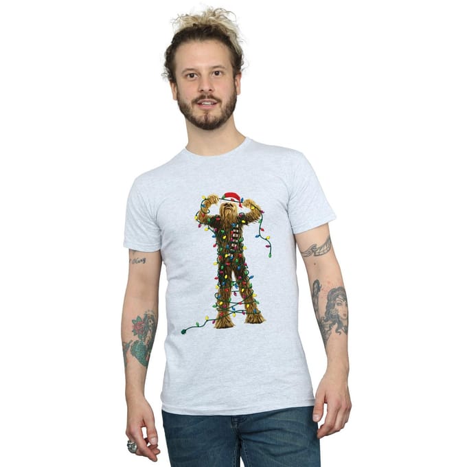 Star Wars Heren Chewbacca Kerstverlichting T-Shirt (Sportgrijs)