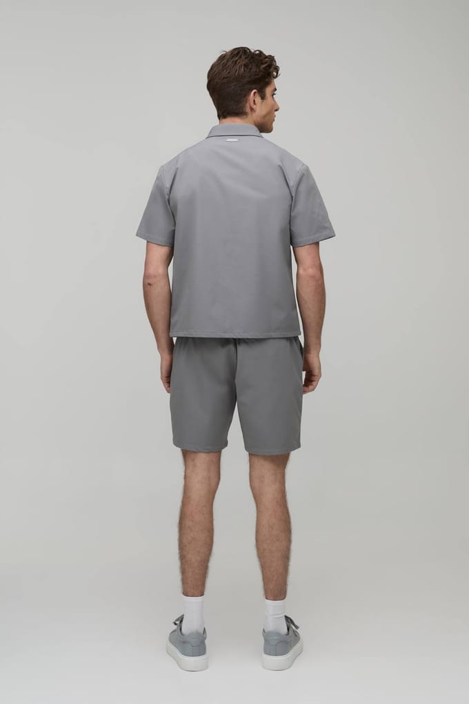 Regular Fit Technical Stretch Short Sleeve Shirt | Grey | Size Medium