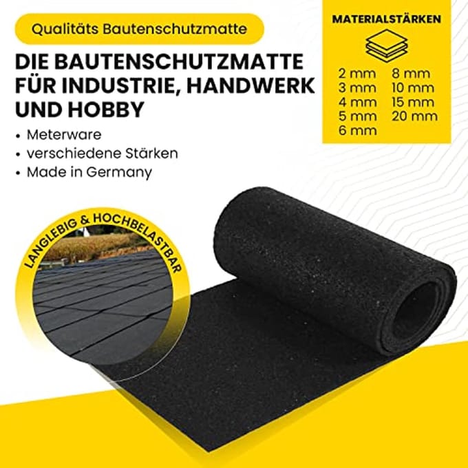 Rubbergranulaat Bouwbeschermingsmat 10 mm - 60 cm x 4 m voor optimale bescherming