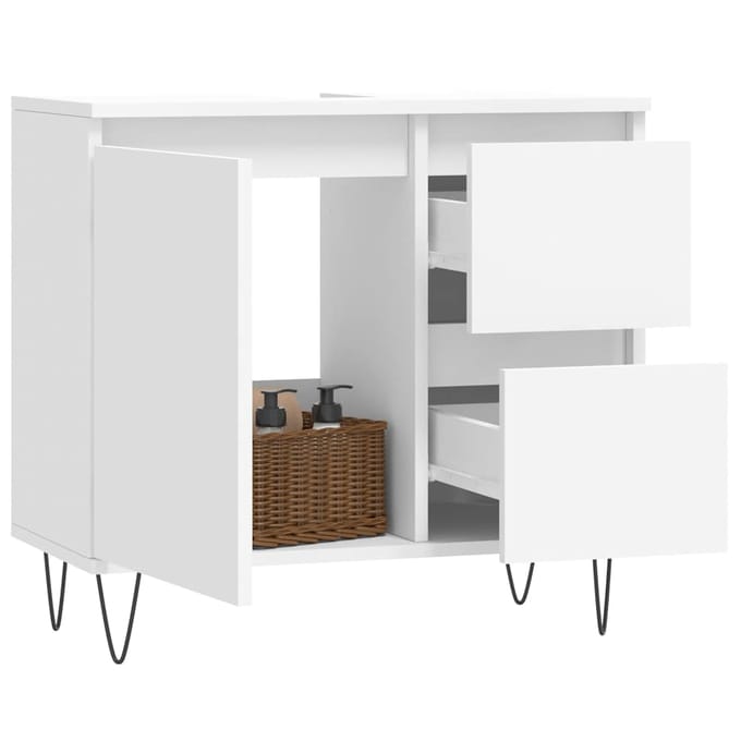 vidaXL - Badkamerkast - 65x33x60 - cm - bewerkt - hout - wit