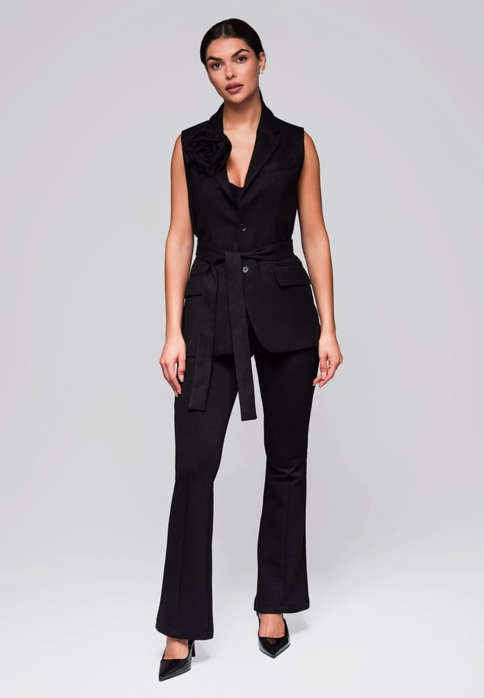 OMBRE Gilet - Slim Fit - Knopen - Effen Zwart M