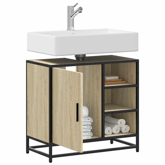 vidaXL - Wastafelkast - Sonoma - eiken - 65x33x60 - cm - bewerkt - hout