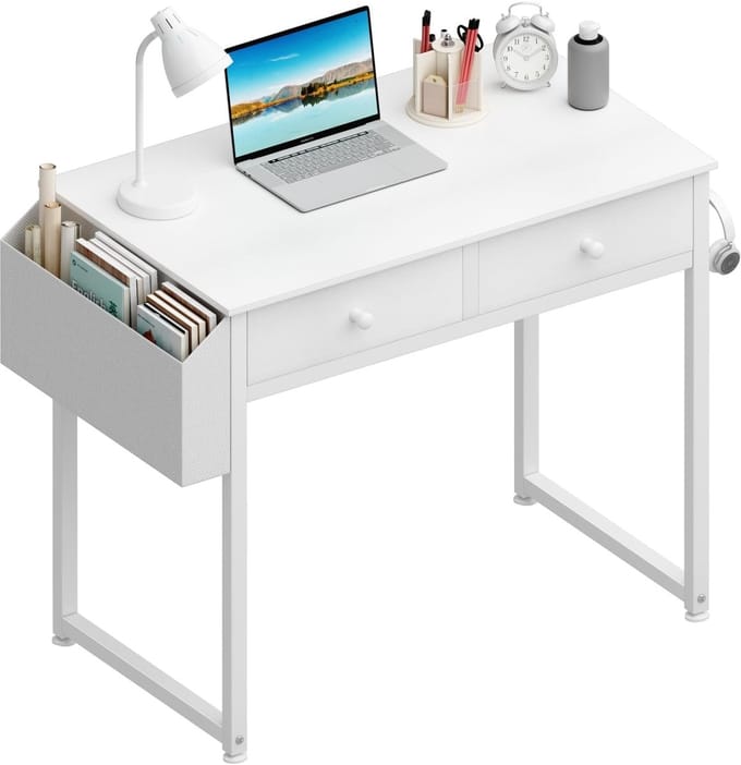 Dailygoods- Bureau met 2 Laden - Klein Bureau - Computerbureau - Schrijftafel - Ruimtebesparend - 80 x 40 x 78 cm