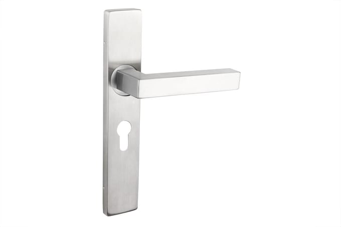 Lavuzo deurkruk Viterbo RVS met rechthoekig schild PC55 | Per set | Deurkrukken rvs | Industriele deurklink