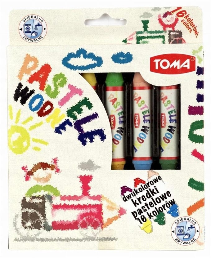 Toma Waterpastelkrijtset - 16 levendige kleuren