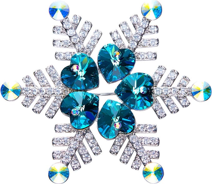 Blauwe Kristal Sneeuwvlok Broche