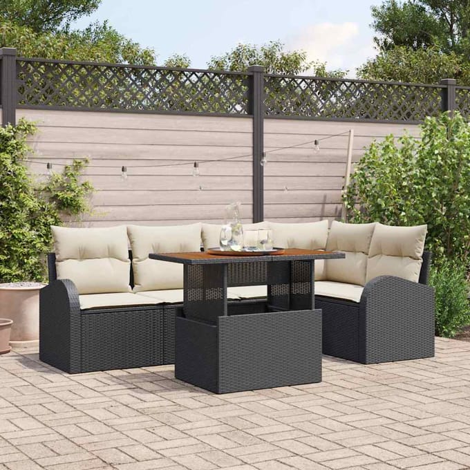 vidaXL - Tuinbank - Set - 6 - st - Zwart - en - crème