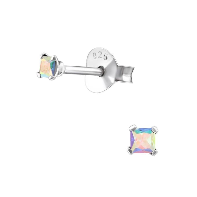 Zilveren zirkonia oorbellen - Mini studs - Meisje - dames - AB helder
