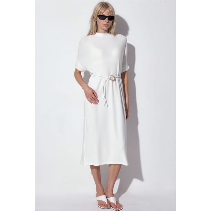 Geverfde Midi-jurk met Riem