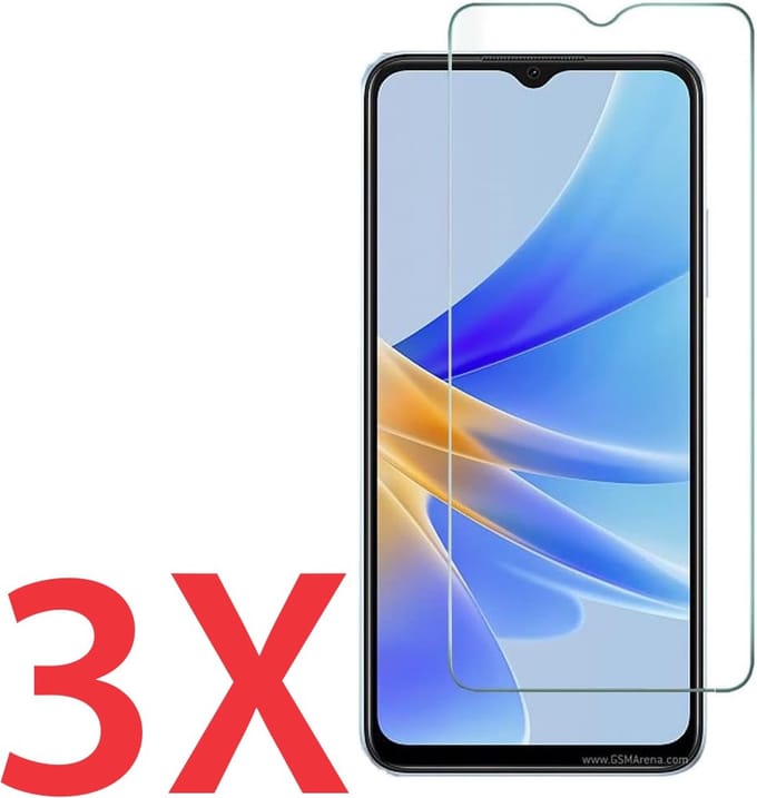 Glasplaatje Geschikt voor: Oppo A17 - 3x Screenprotector - screen protector - glas - bescherm - beschermglas