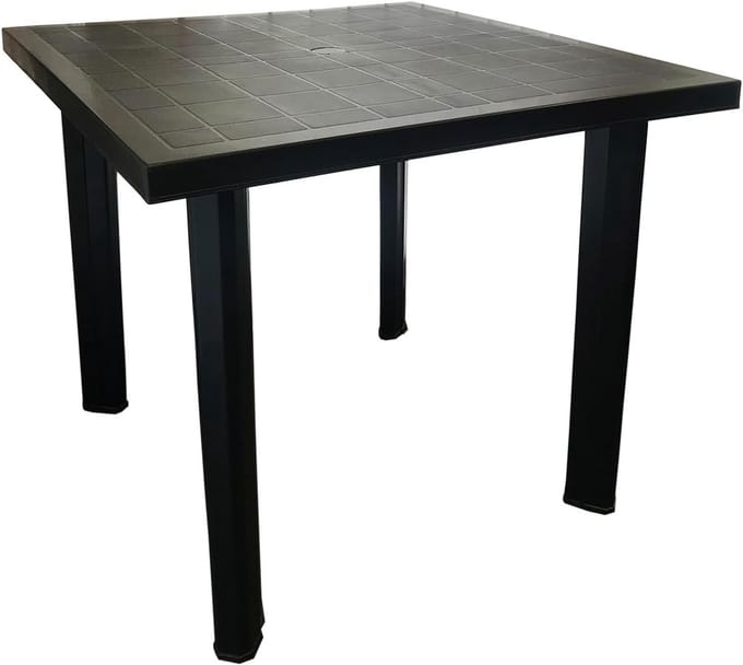 Antraciete Bistrotafel Kunststof Hoekig 80x75 cm Balkon- en Terrastafel