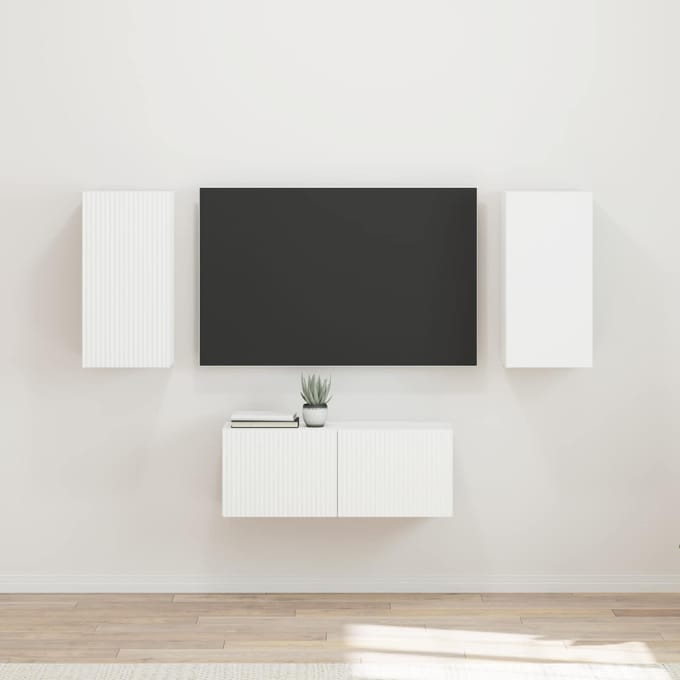 vidaXL - Tv-meubelset - 6 - st - Wit - Bewerkt - hout