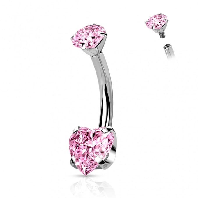 Piercing titanium hartje sierlijk - zilver roze - LMPiercings