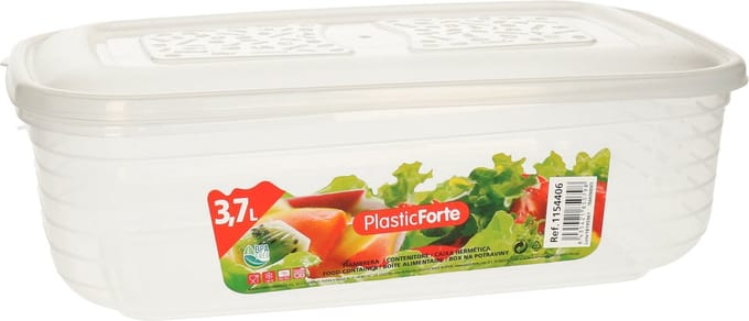 PlasticForte Vershoudbakje - vriezer en magnetron - 3,7L - kunststof - mealprep