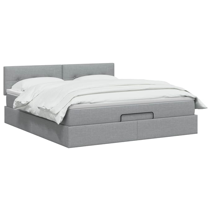 vidaXL - Ottoman - bed - met - matras - Lichtgrijs - 180 - x - 200 - cm - Stof
