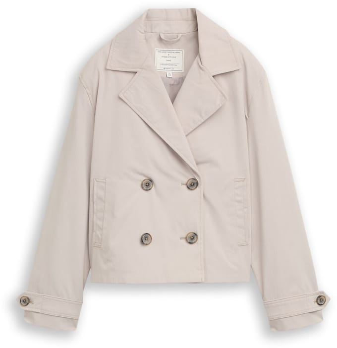 Tom Tailor - Trenchcoat met waterafstotende functie - Maat 128 - cloud grey
