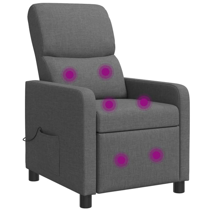 vidaXL - Massage - Relaxstoel - Donkergrijs - Polyester