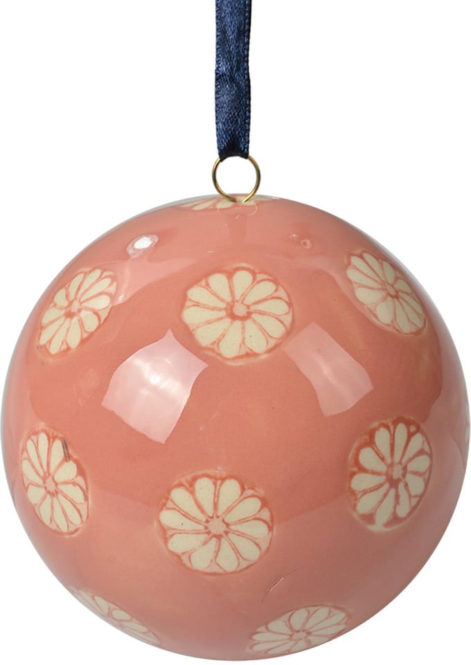 Clayre & Eef Decoratie Hanger Ø 8 cm Roze Keramiek Bloemen