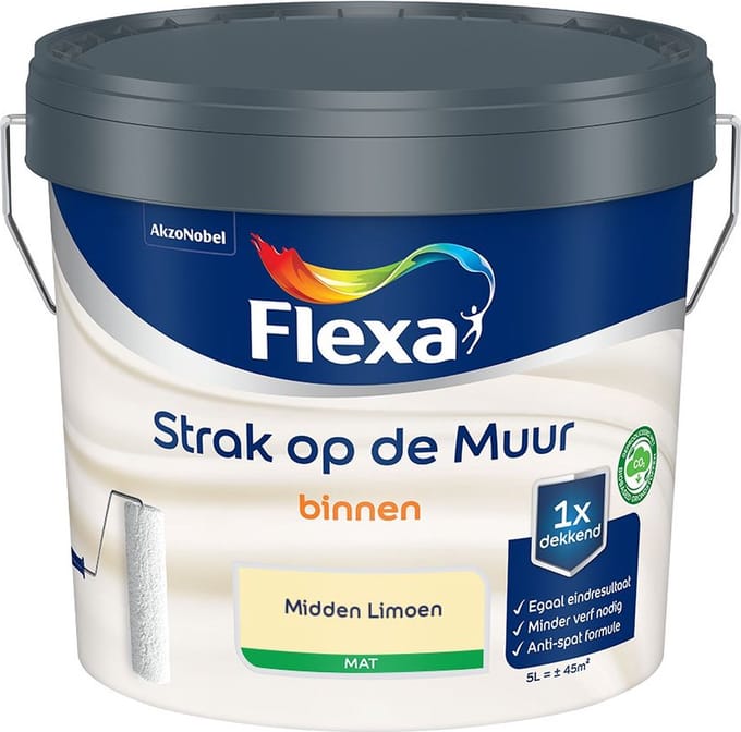 Flexa - Strak Op De Muur Binnen Mat - Midden Limoen - Mengverf - 5 L