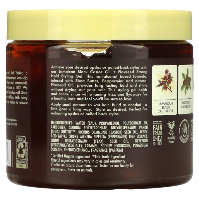 SheaMoisture, Strong Hold Styling Gel, with Shea Butter, Peppermint, Apple Cider Vinegar, 15 oz (426 g) brown