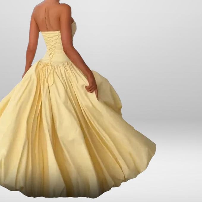 Nouvelle Robe d'Été pour Femmes Sans Bretelles à Lacets Sans Bretelles à Lacets Couleur Unie Tempérament Mode 2XL jaune