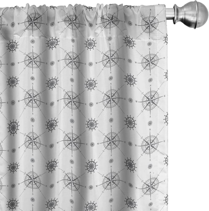 ABAKUHAUS Kompas Gordijnen – 2x75x225 cm – Microvezel – Zwart-Wit