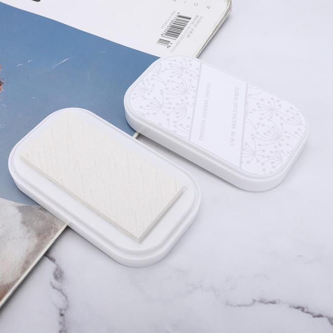 Tampon encreur en métal de couleur grand tampon en caoutchouc artisanal pour bricolage(Lune Blanche ) blanc