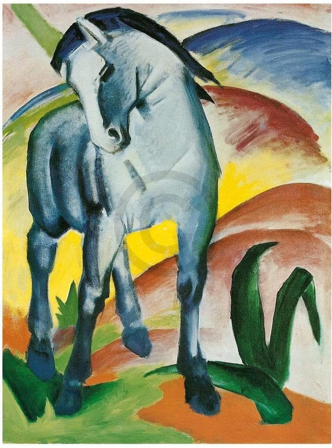 Kunstdruk Franz Marc - Blaues Pferd I Monaco 60x80cm