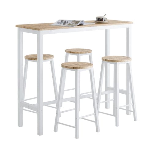 SoBuy - Bartafel met 4 Krukken - OGT22-WN -Max. 150 kg - 120 x 40 x 100 cm - Wit