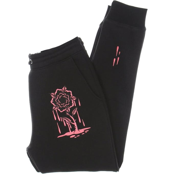 Fleece trainingsbroek voor heren met roze borduursel