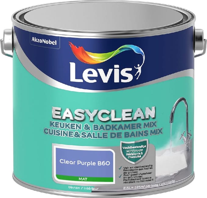Levis - Easyclean Keuken & Badkamer Mix - Clear Purple B60 - Mengverf - 2,5 L