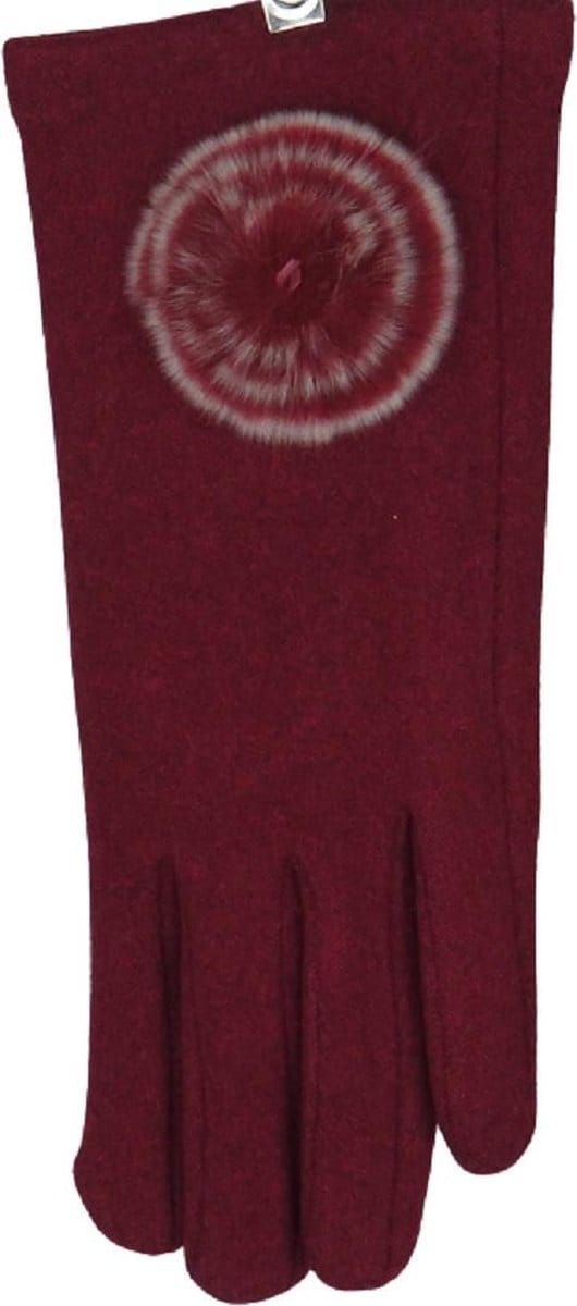 Handschoenen dames met touchscreen en pompon - 90% polyester en 10% elastisch