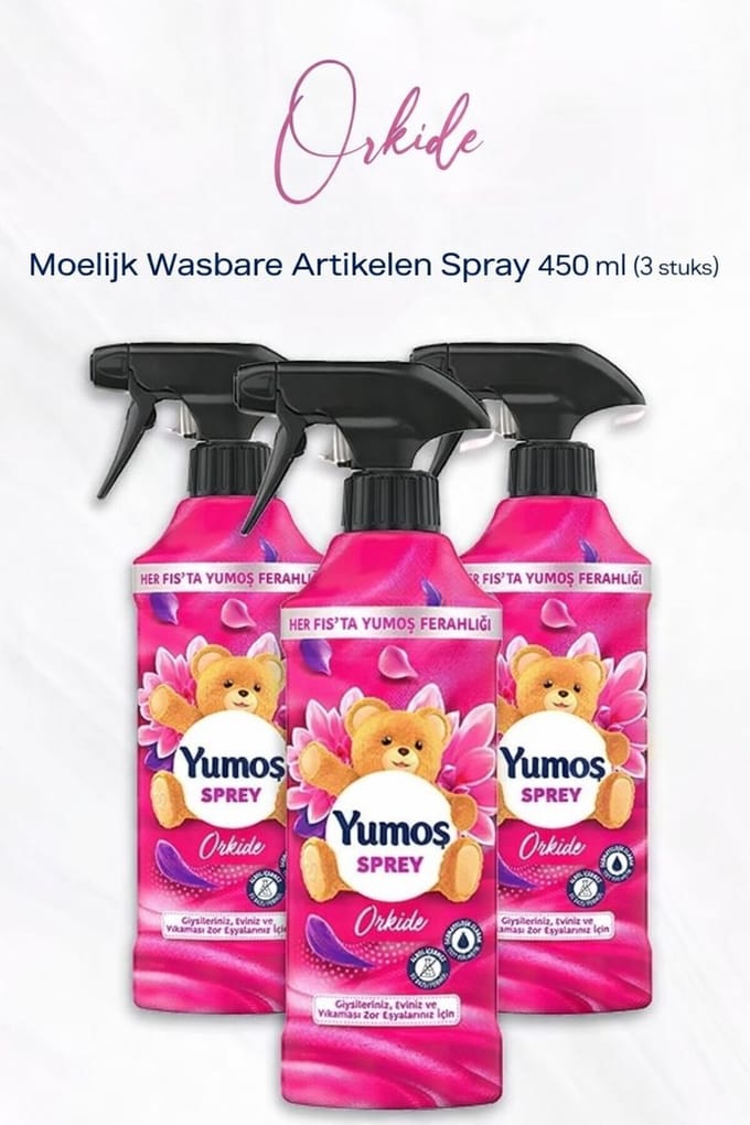 Yumos Spray Orkide 3x 450 ml – Textielverfrisser – Langdurige Luxe Geur & Directe Opfrissing