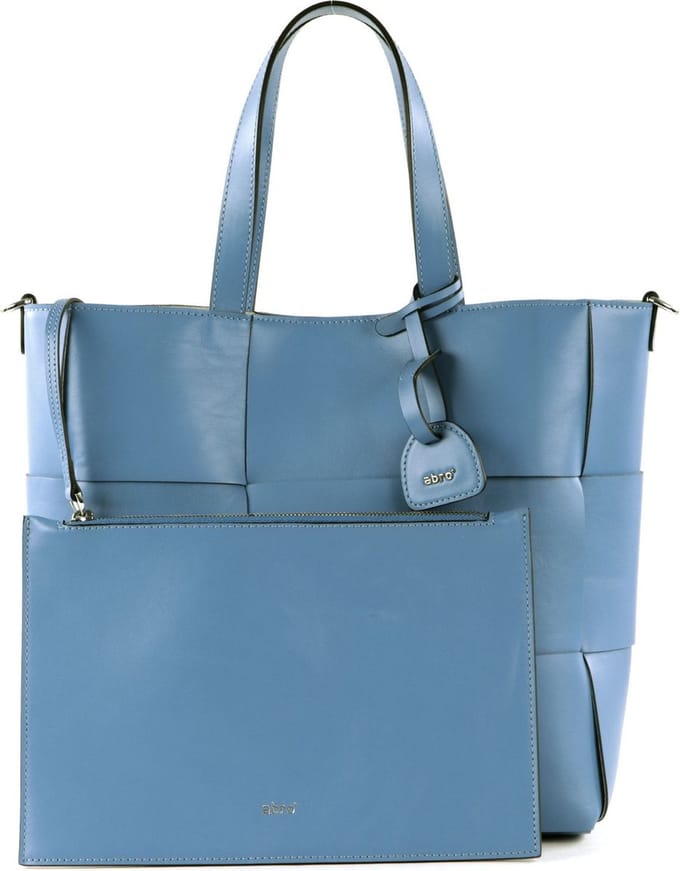 abro Leren Schoudertas Leather Artemide Shopper Chessboard Small Dreamblue Blauw