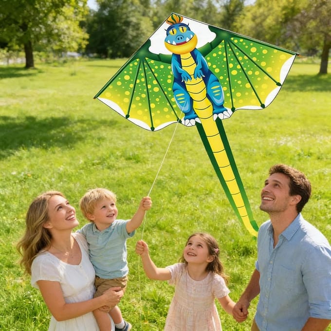 Vlieger - Vliegend Speelgoed - Strand Activiteit - Interactief Ontwerp - 120 x 210 cm - Dinosaurus