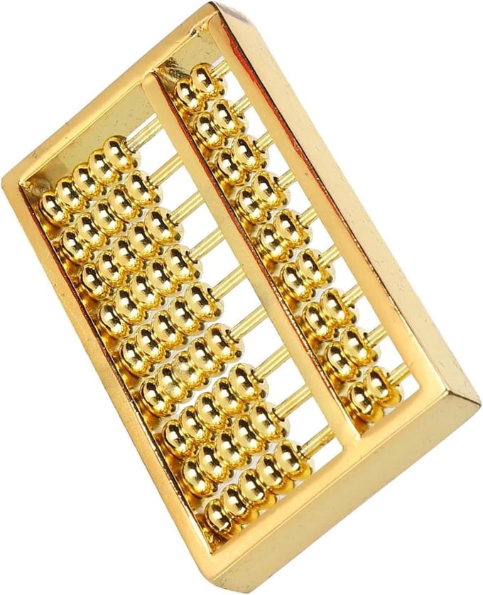 Mini Abacus - Rekenmachine Speelgoed - Educatief Spel - Handgemaakt Messing - 4.5 cm - Goudkleurig