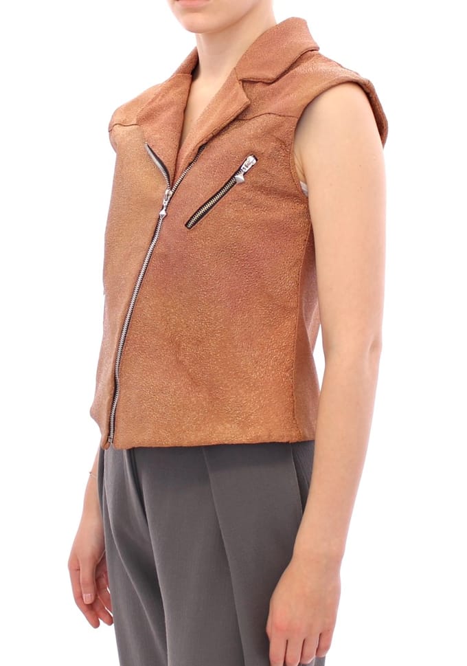 La Maison du Couturier Vrouwen Bruin Leren Jas Vest