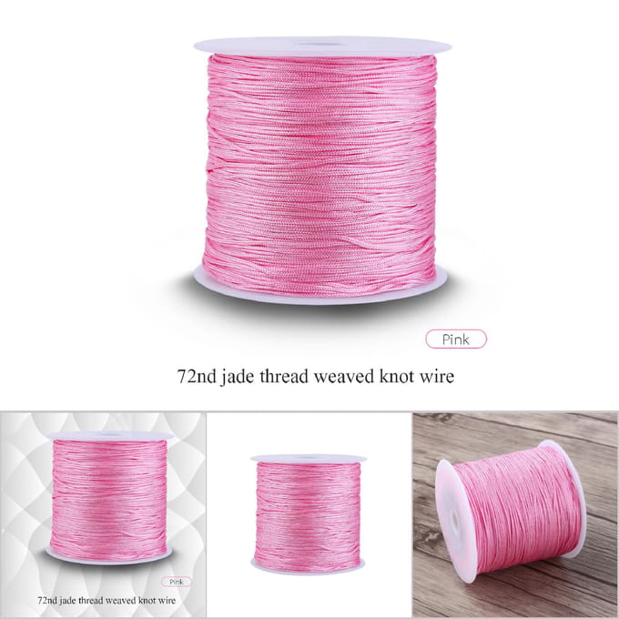100M x 0.8mm Nylon Chinees Knoopkoord Rattail Macrame Shamballa Draad String Roze pink