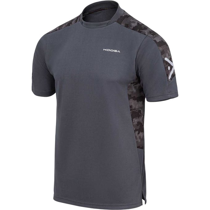 KooGa Heren-T-shirt met panelen en ronde hals (Houtskool)