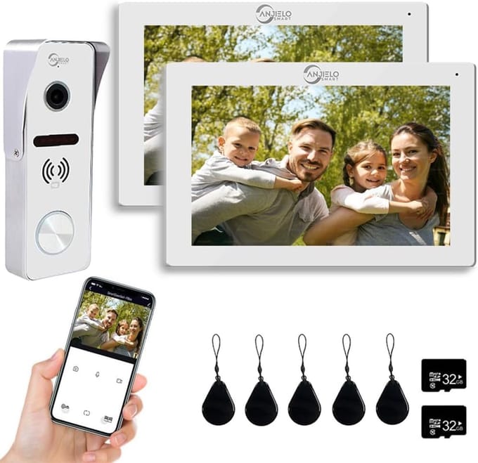 Video Deurbel Systeem - Intercom Deurcamera - Beveiliging Huis - 7 Inch Touchscreen - 1080P HD - Wit