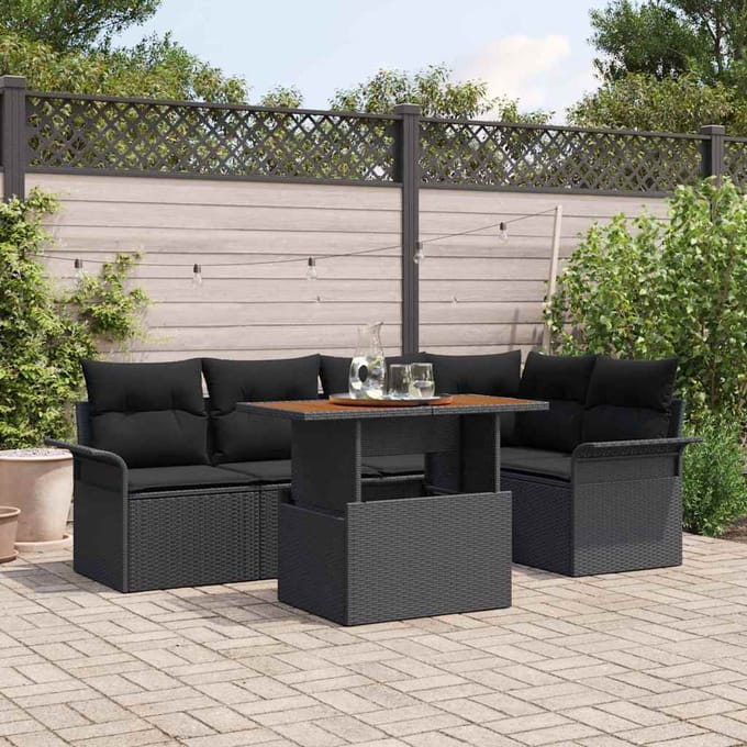 vidaXL - Tuinbank - Set - 6 - st - Zwart