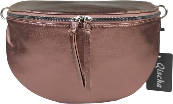Qischa® - Crossbody heuptas bumbag - uni riem - soft - bruin metallic - large size