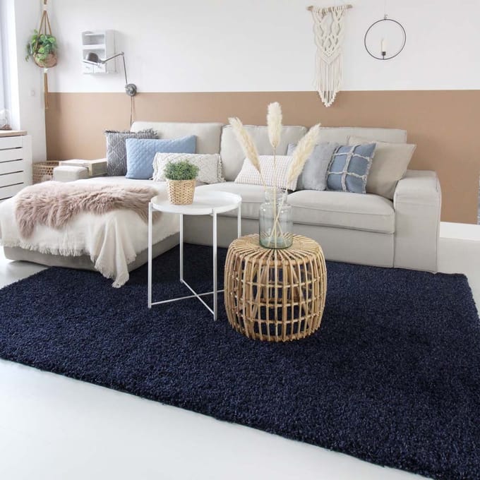 Hoogpolige loper - Shaggy Trend marineblauw 80x250
