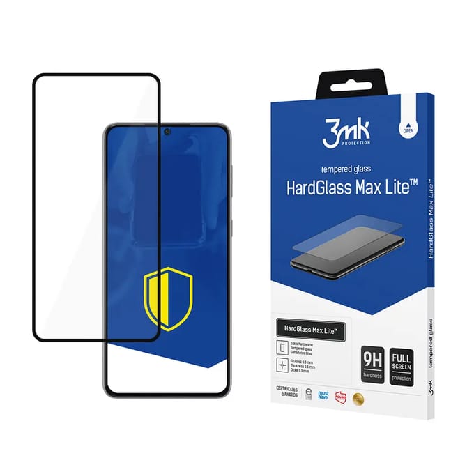Schermbeveiligingsfolie 3MK HardGlass Max Lite voor Samsung Galaxy S21+ 5G G996, Gehard Glas, Volledige Lijm, Zwart