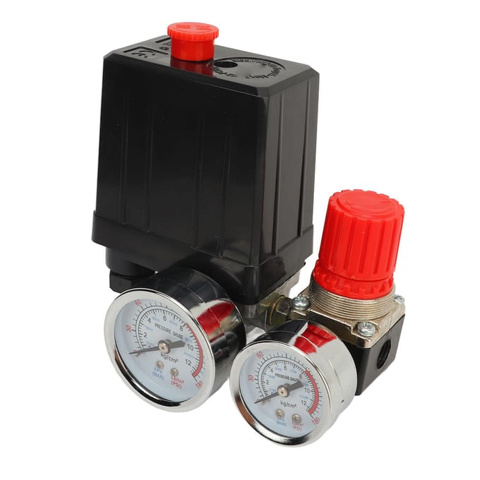 Luchtcompressor Drukschakelaar Regelkogelkraan Controller 0?180PSI met Manometer voor Vervanging