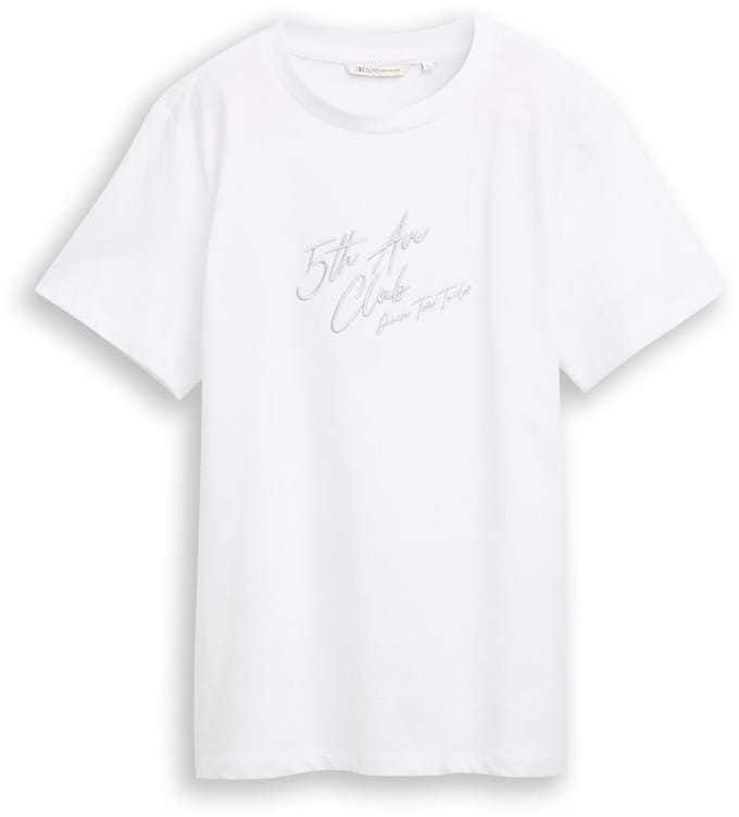 Tom Tailor Denim - Loose fit T-shirt met glitterborduursel - Maat S - White