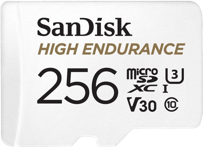 Sandisk High Endurance - microSDXC 256GB - Schokbestendig - Waterdicht - Extreme Temperatuurresistentie