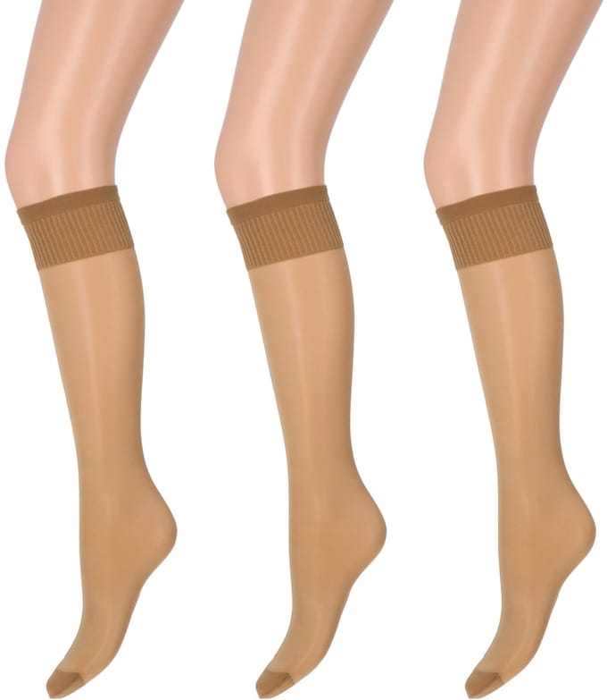Marianne - Dames Kneehighs Antipress Lycra Panty - 20Den - 3-Pack - Maat One Size - Wineblush