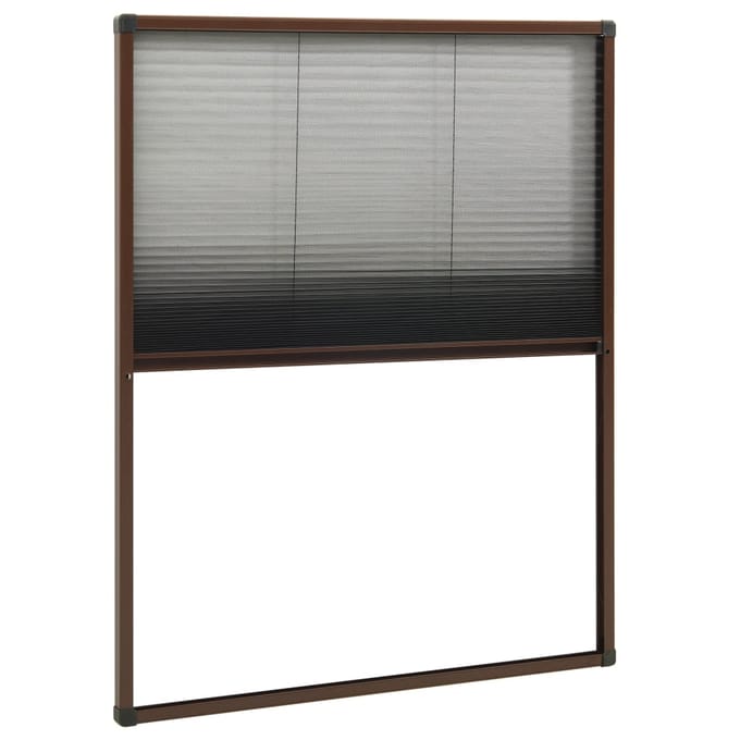 Store plissé anti-insectes pour fenêtres Aluminium Marron 60 x 80 cm
